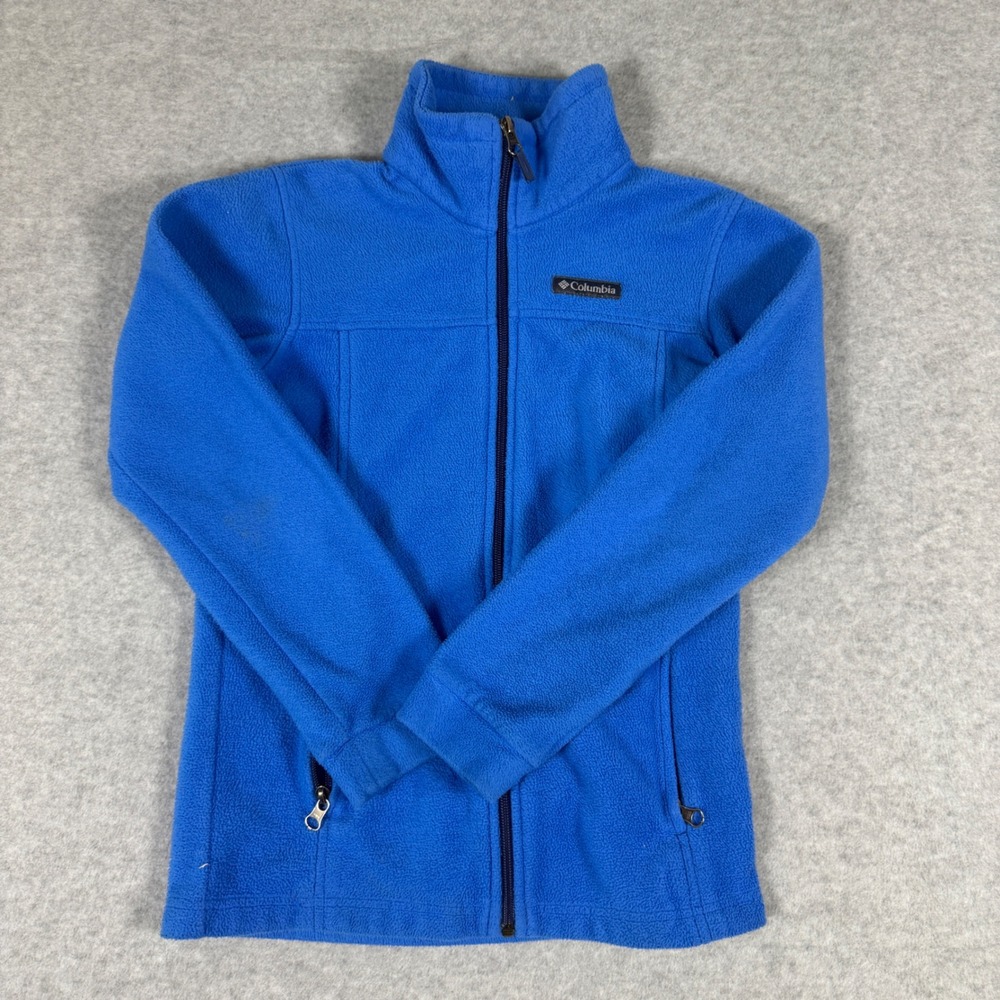 Columbia Fleece Jacket Blue Full Zip Youth Medium M 10/12 Outdoor Gorpcore Coat